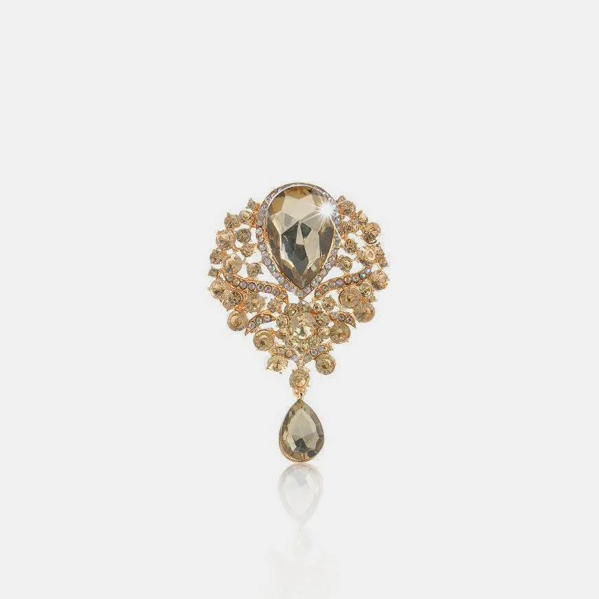 925 Sterling Silver Jewelry Alloy Rhinestone Teardrop Brooch