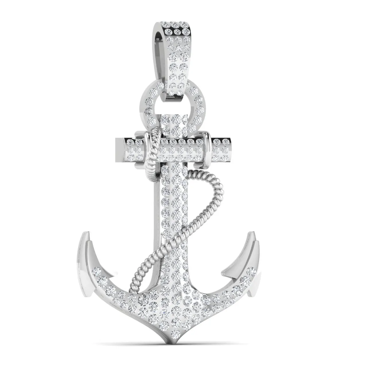 925 Sterling Silver Jewelry Anchor CZ Pendant Necklace in 925 Sterling Silver