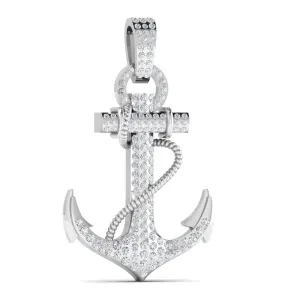 925 Sterling Silver Jewelry Anchor CZ Pendant Necklace in 925 Sterling Silver