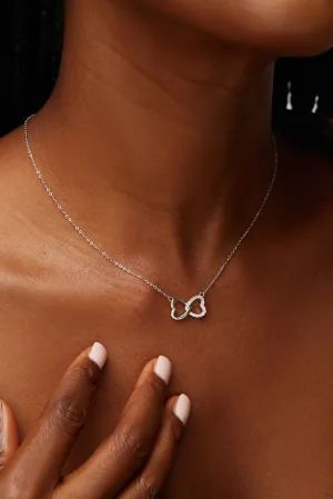 925 Sterling Silver Jewelry Andra Interlocked Heart Moissanite Necklace in 925 Sterling Silver