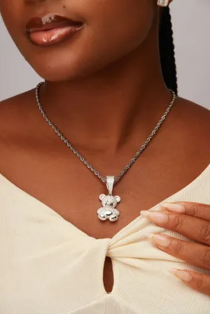 925 Sterling Silver Jewelry Aubrey Iced Out Moissanite Teddy Pendant in 925 Sterling Silver