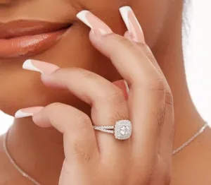 925 Sterling Silver Jewelry Audre Cushion Cut Moissanite Engagement Ring in 925 Sterling Silver