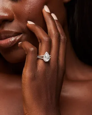 925 Sterling Silver Jewelry Aurora Sterling Silver Pear CZ Engagement Ring IN 925 Sterling Silver