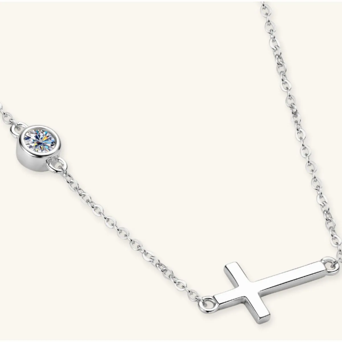 925 Sterling Silver Jewelry Cross 925 Sterling Silver Moissanite Necklace