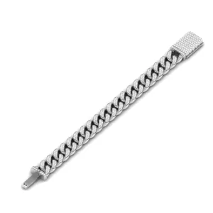 925 Sterling Silver Jewelry Cuban Link Moissanite Bracelet in 925 Sterling Silver