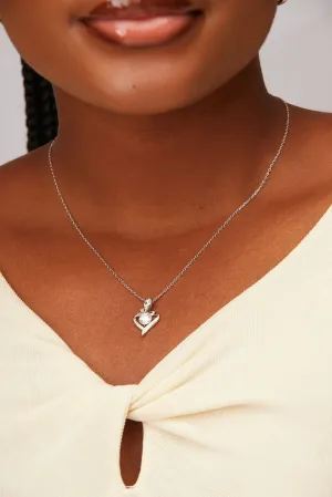 925 Sterling Silver Jewelry Desiree Heart Moissanite Necklace in 925 Sterling Silver