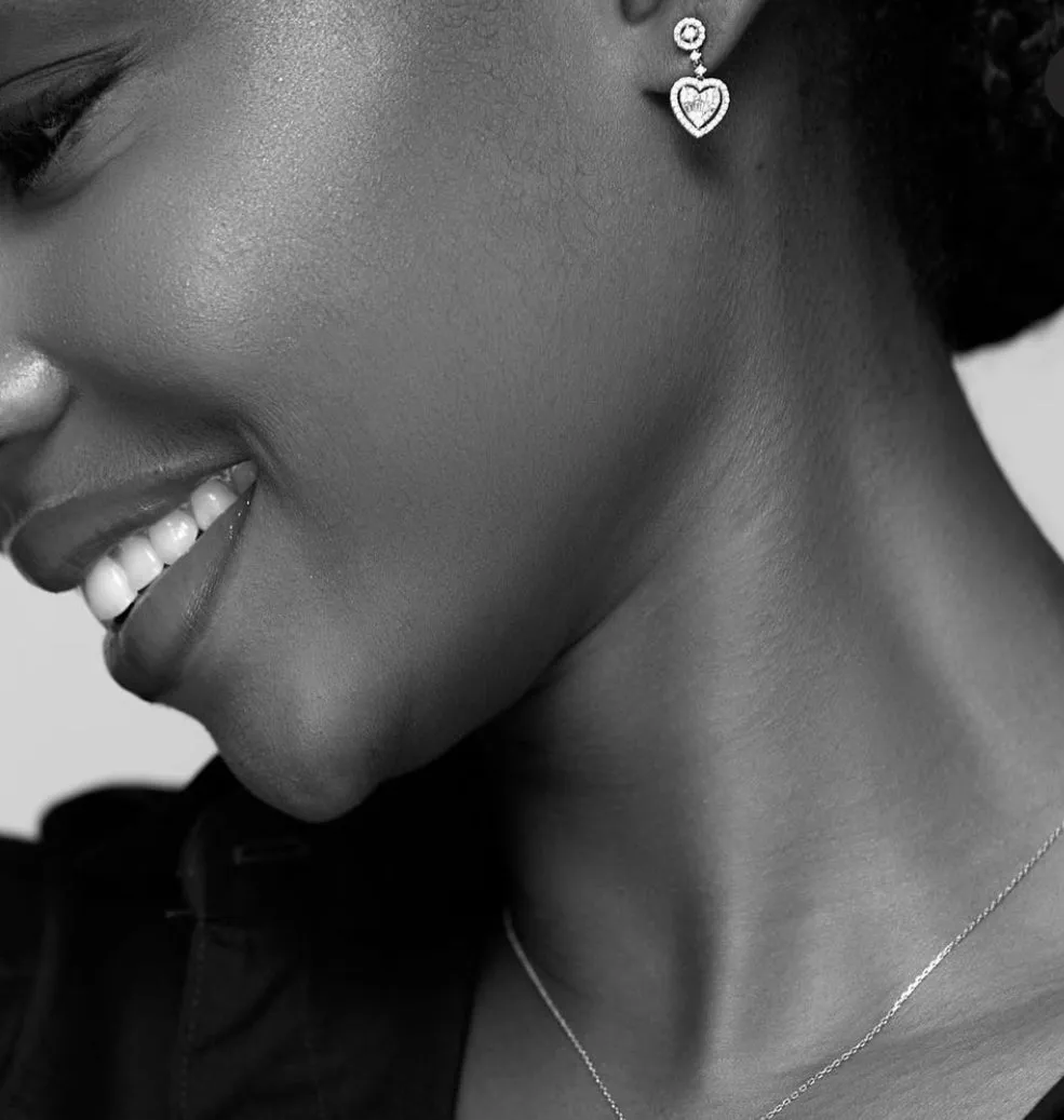 925 Sterling Silver Jewelry Drop Heart Earrings in 925 Sterling Silver