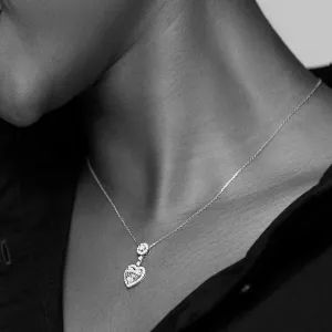 925 Sterling Silver Jewelry Drop Heart Moissanite Necklace in 925 Sterling Silver