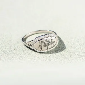 925 Sterling Silver Jewelry Flower Epoxy Gum Oil Inlaid Zircon Ring