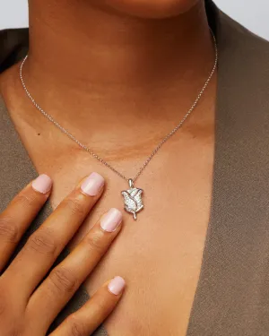 925 Sterling Silver Jewelry Iced Rose Moissanite Necklace