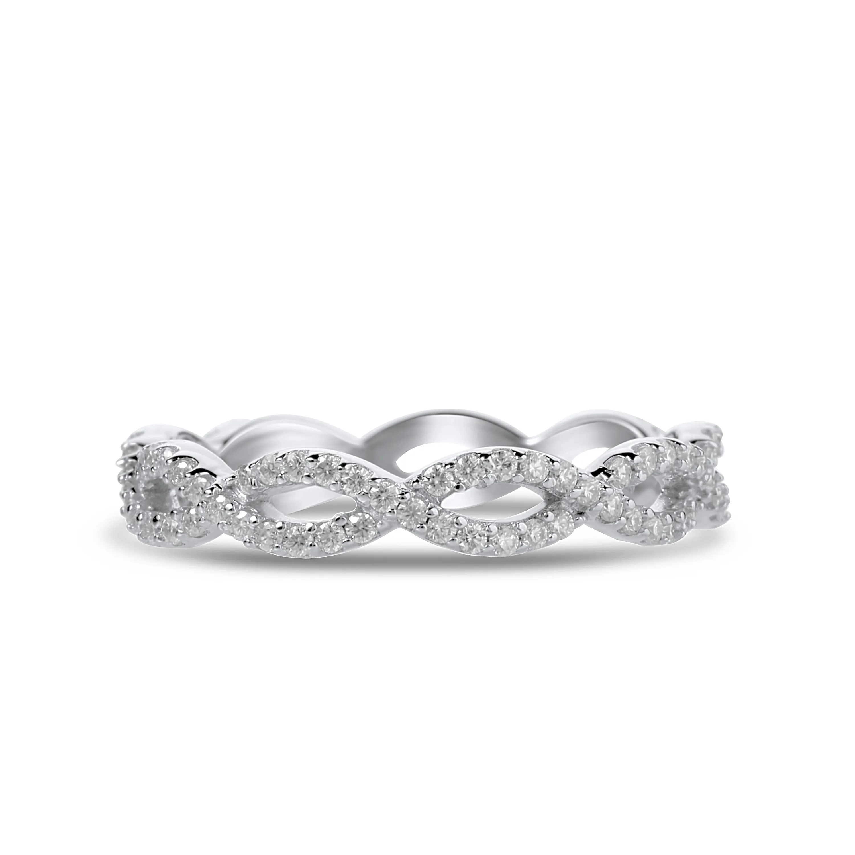 925 Sterling Silver Jewelry Infinity Moissanite Band in 925 Sterling Silver
