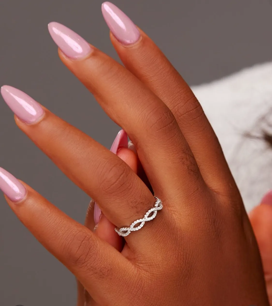 925 Sterling Silver Jewelry Infinity Moissanite Band in 925 Sterling Silver