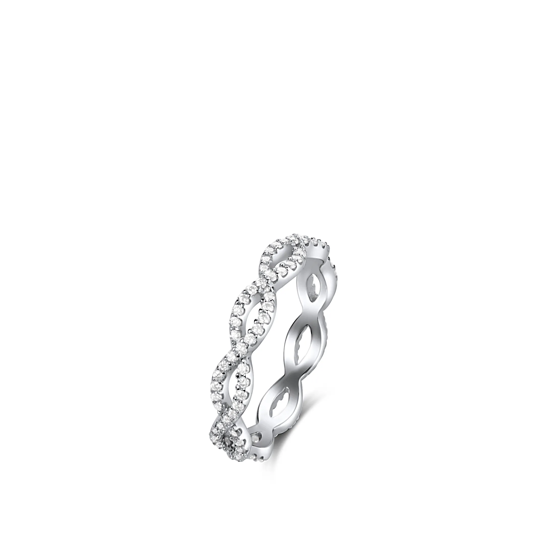 925 Sterling Silver Jewelry Infinity Moissanite Band in 925 Sterling Silver