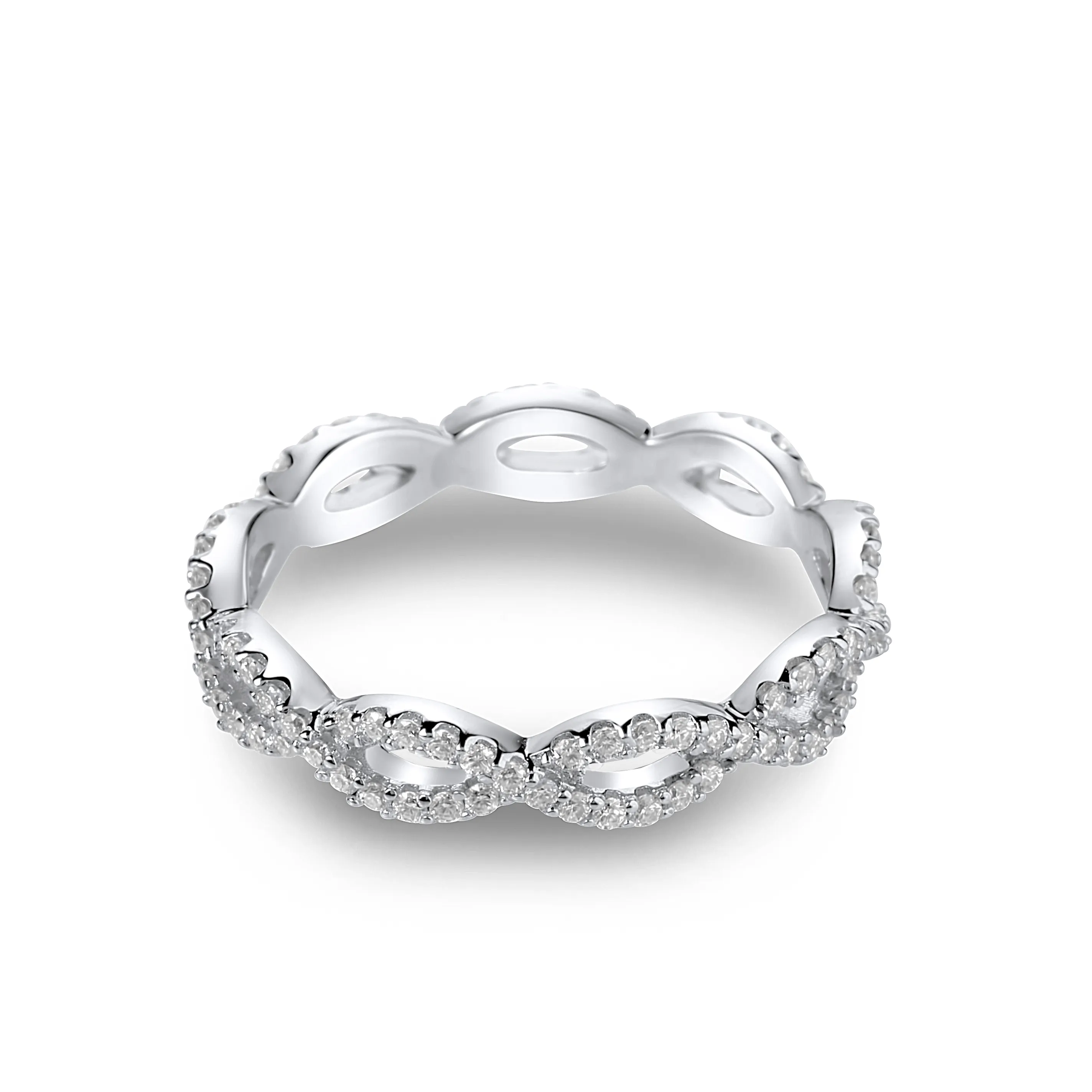 925 Sterling Silver Jewelry Infinity Moissanite Band in 925 Sterling Silver