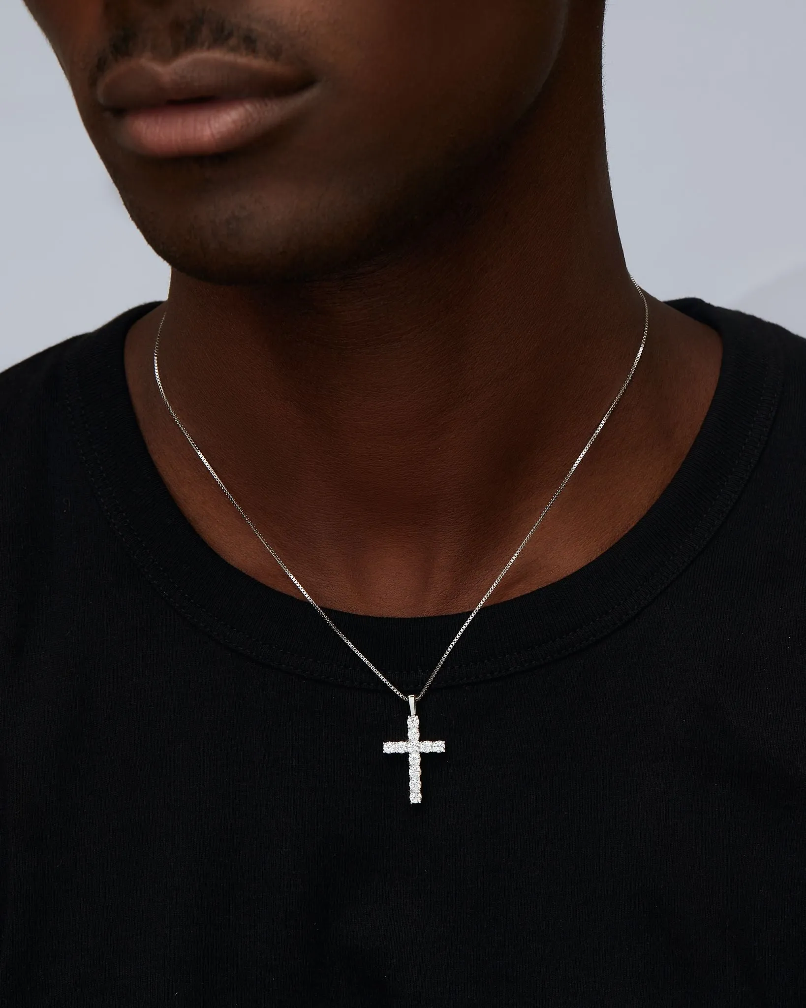 925 Sterling Silver Jewelry Island Moissanite Cross Pendant in 925 sterling Silver