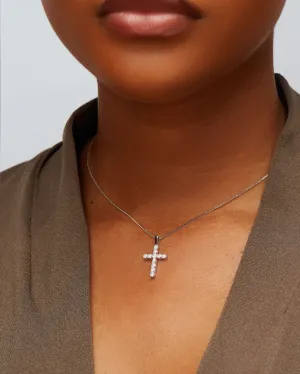 925 Sterling Silver Jewelry Island Moissanite Mini Cross Pendant in 925 sterling silver