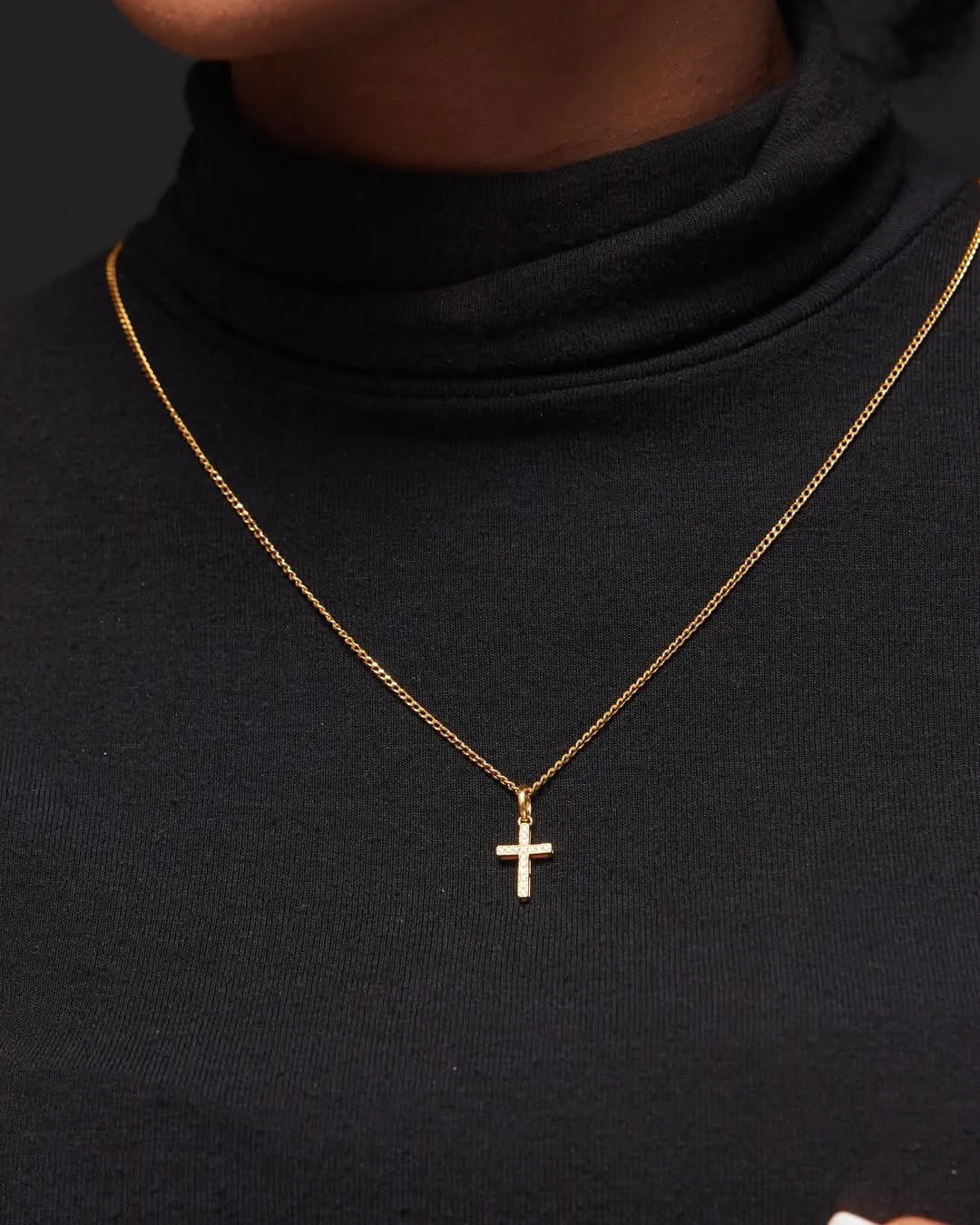 925 Sterling Silver Jewelry Island Natural Diamond Mini Cross Pendant in 18K Gold