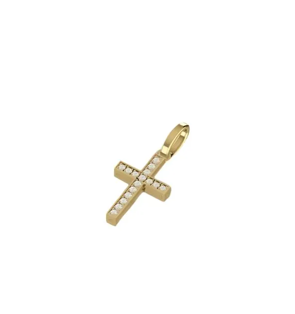 925 Sterling Silver Jewelry Island Natural Diamond Mini Cross Pendant in 18K Gold