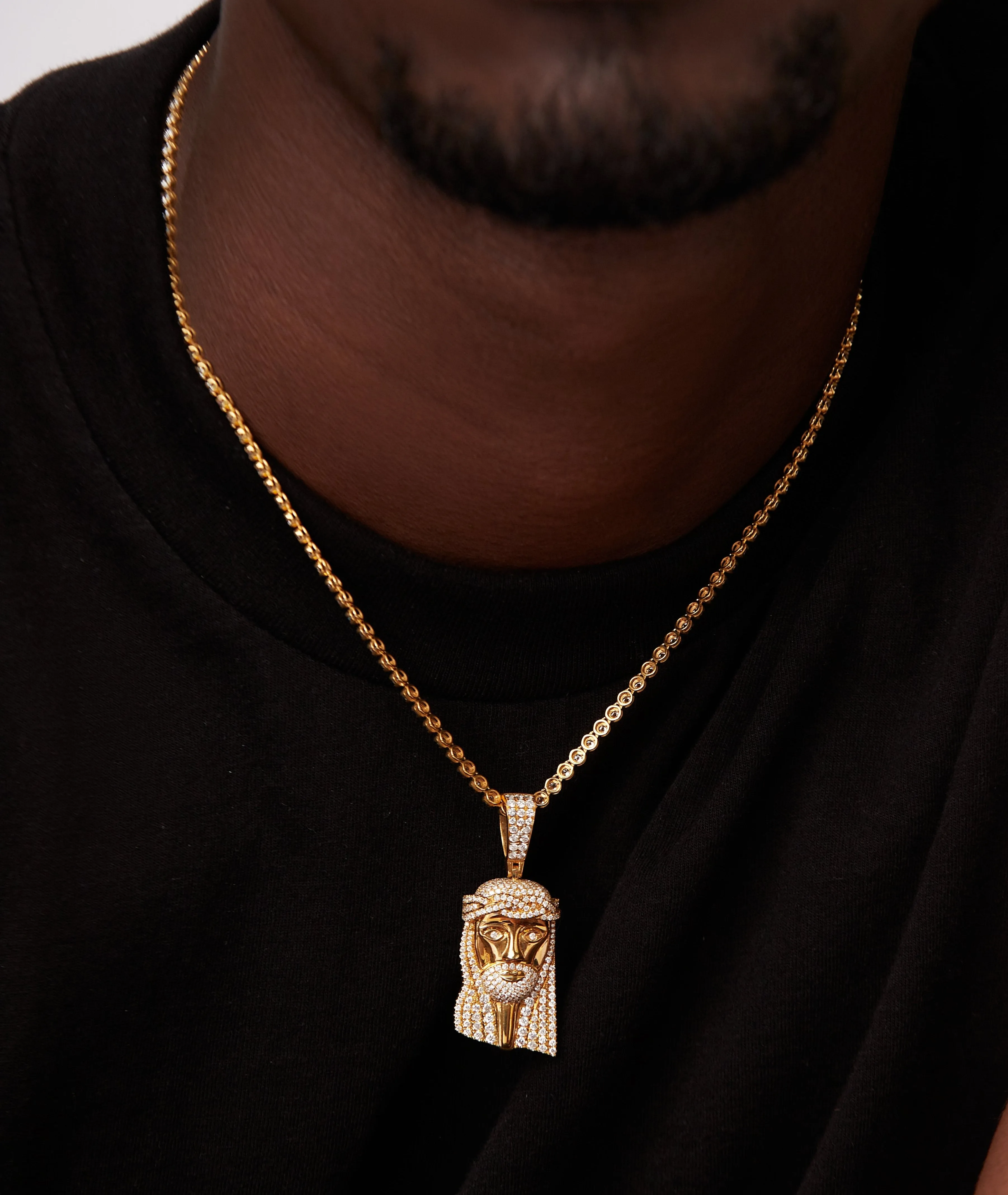 925 Sterling Silver Jewelry Jesus Moissanite Pendant in 18K Gold