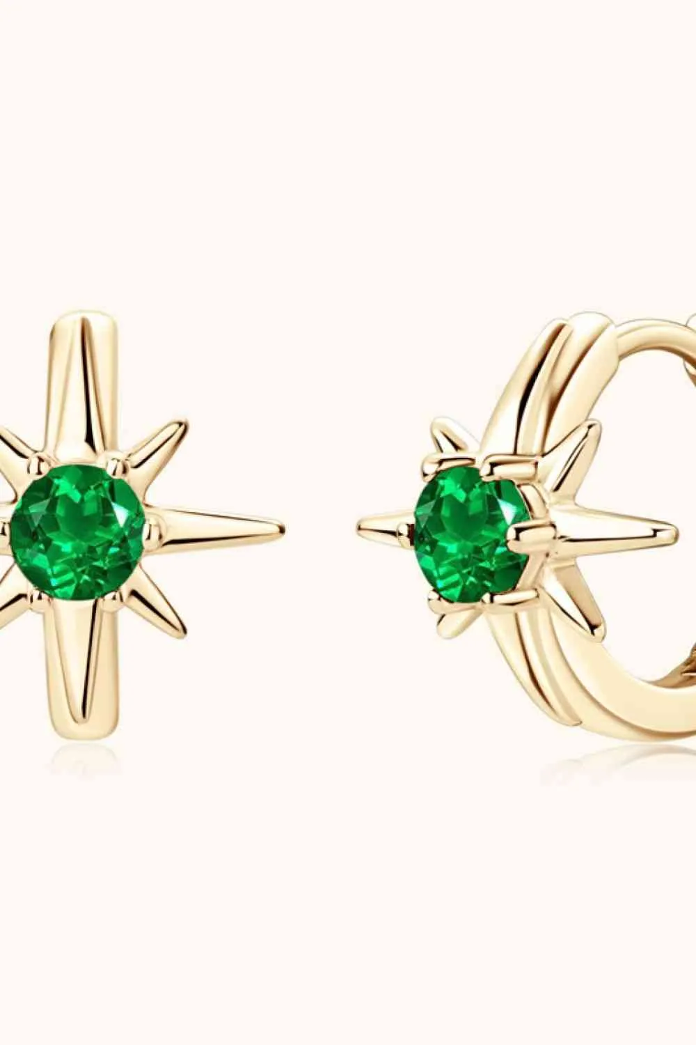 925 Sterling Silver Jewelry Lab-Grown Emerald Huggie Earrings