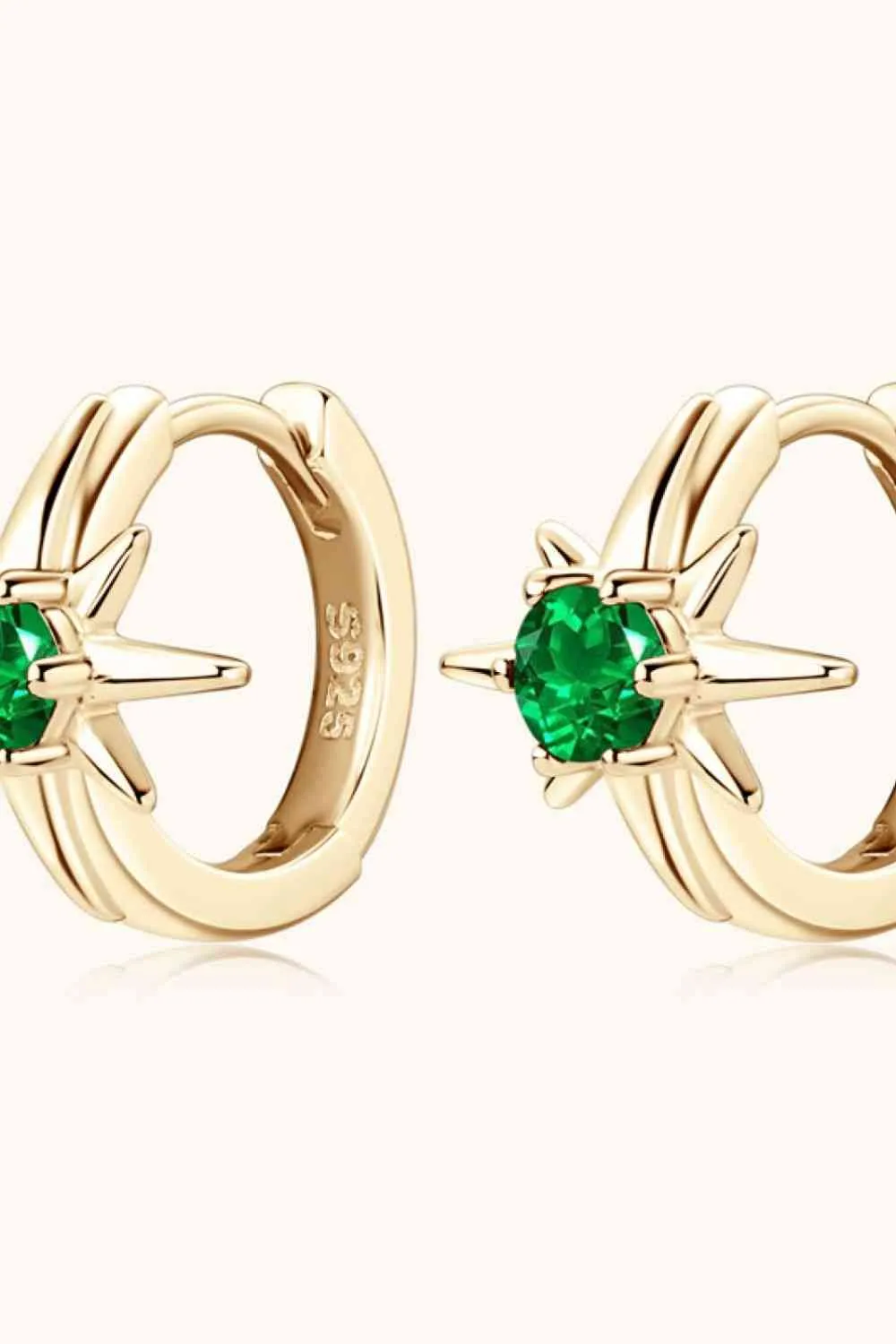925 Sterling Silver Jewelry Lab-Grown Emerald Huggie Earrings