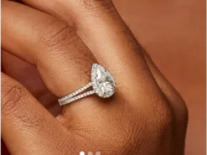 925 Sterling Silver Jewelry Leona Pear Cut CZ Engagement Ring in 925 Sterling Silver