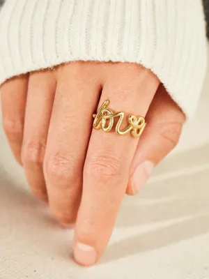 925 Sterling Silver Jewelry LOVE 18K Gold-Plated 925 Sterling Silver Ring