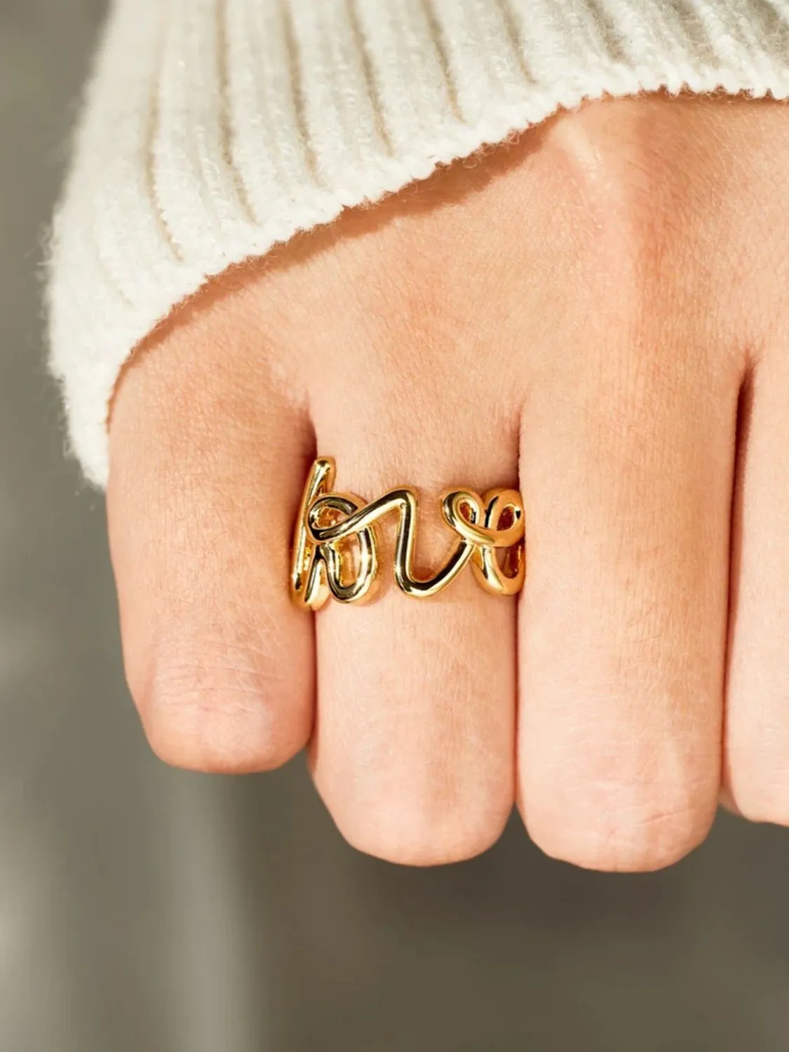 925 Sterling Silver Jewelry LOVE 18K Gold-Plated 925 Sterling Silver Ring