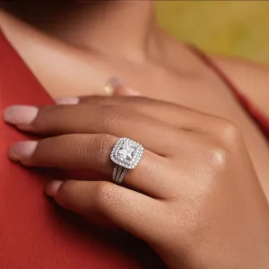 925 Sterling Silver Jewelry Lovely Princess Cut CZ Bride Set in 925 Sterling Silver