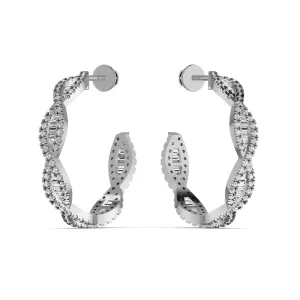 925 Sterling Silver Jewelry Marise Moissanite Hoop Earrings in 925 Sterling silver