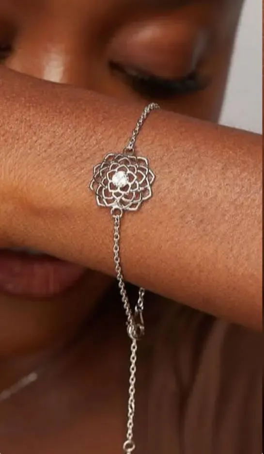 925 Sterling Silver Jewelry Maureen Floral Moissanite Bracelet in 925 Sterling Silver