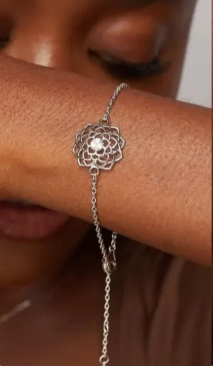 925 Sterling Silver Jewelry Maureen Floral Moissanite Bracelet in 925 Sterling Silver