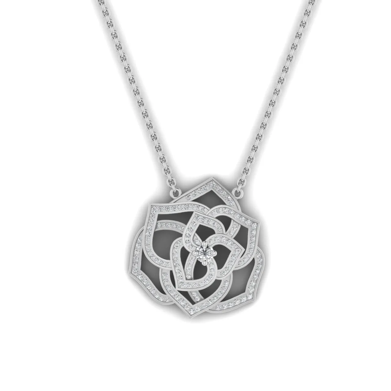 925 Sterling Silver Jewelry Maureen Floral Moissanite Necklace in 925 Sterling Silver