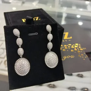 925 Sterling Silver Jewelry Meena Moissanite Triple Drop Earrings in 925 Sterling Silver