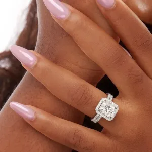 925 Sterling Silver Jewelry Mia Princess Cut Moissanite Engagement Ring in 925 Sterling Silver