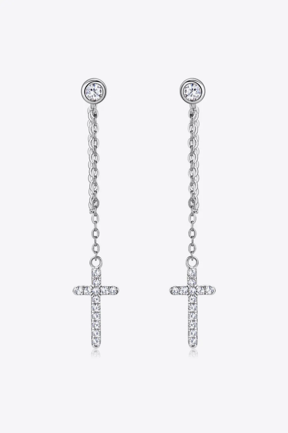 925 Sterling Silver Jewelry Moissanite 925 Sterling Silver Cross Earrings