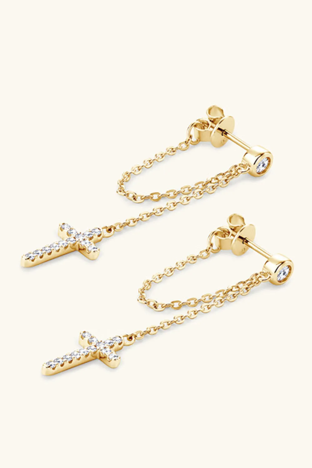 925 Sterling Silver Jewelry Moissanite 925 Sterling Silver Cross Earrings