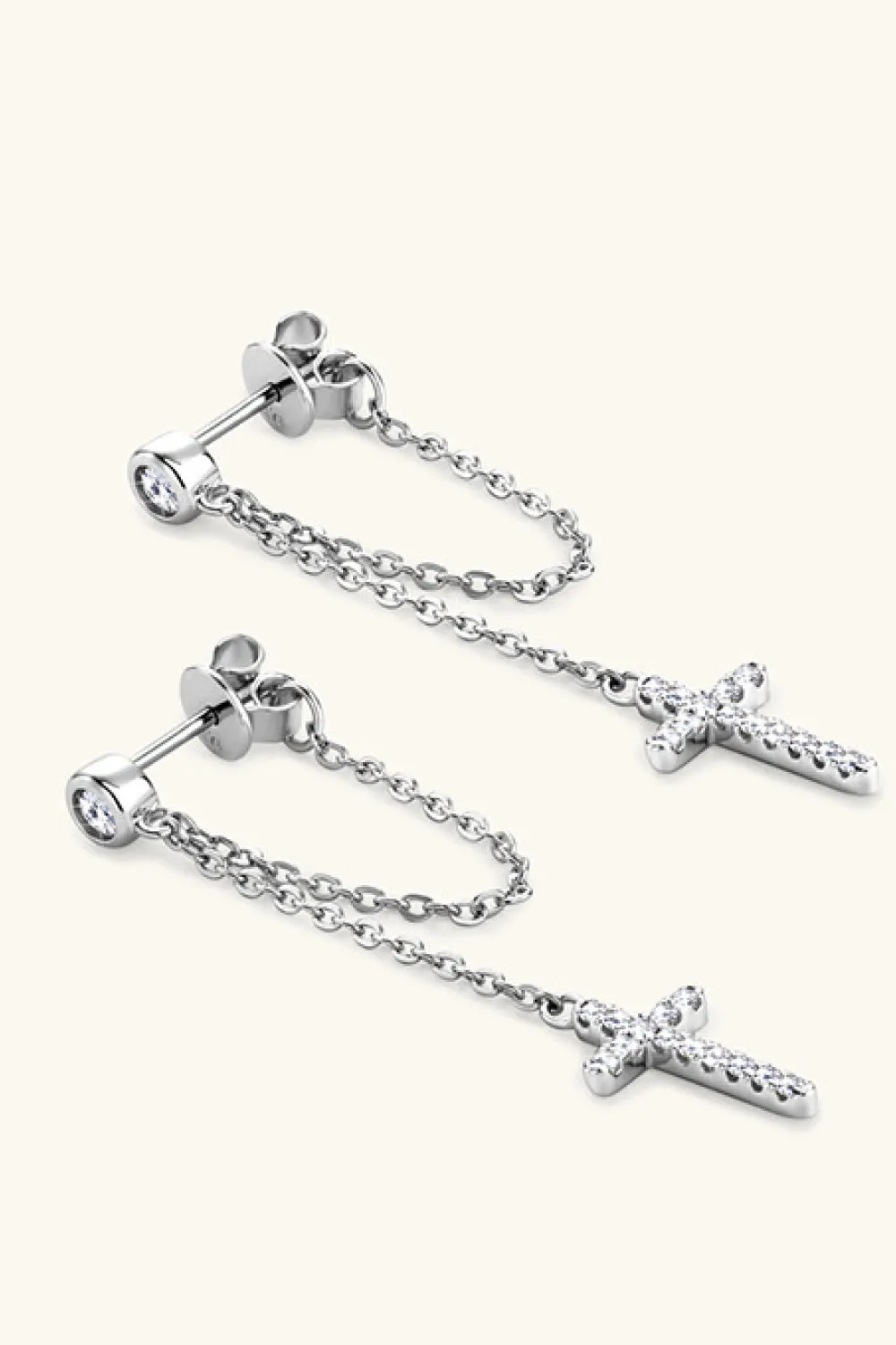 925 Sterling Silver Jewelry Moissanite 925 Sterling Silver Cross Earrings