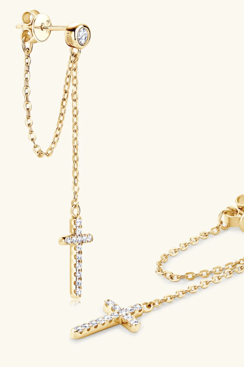 925 Sterling Silver Jewelry Moissanite 925 Sterling Silver Cross Earrings