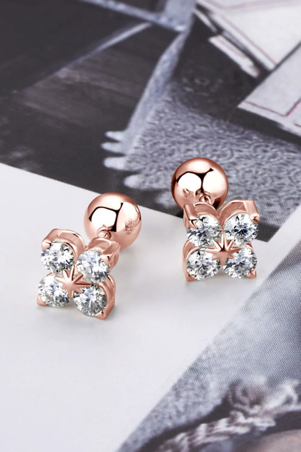 925 Sterling Silver Jewelry Moissanite 925 Sterling Silver Four-Leaf Clover Shape Earrings