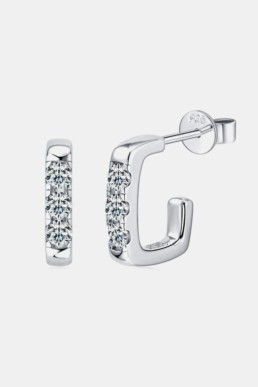 925 Sterling Silver Jewelry Moissanite 925 Sterling Silver Geometrical Huggie Earrings