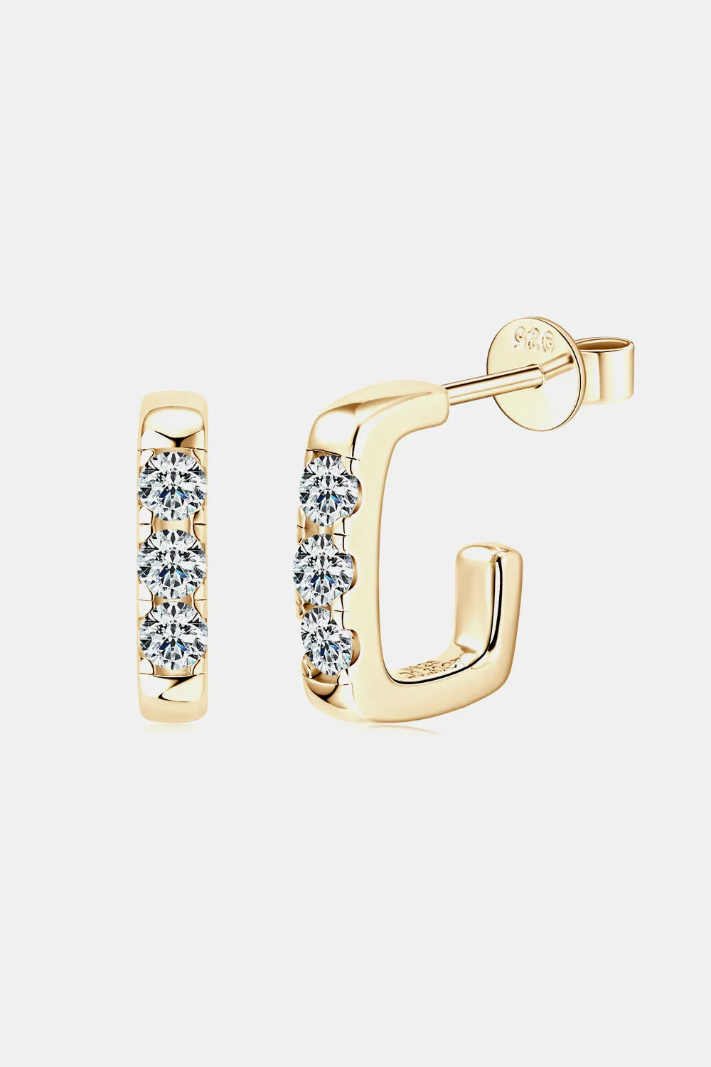 925 Sterling Silver Jewelry Moissanite 925 Sterling Silver Geometrical Huggie Earrings