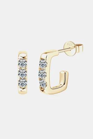 925 Sterling Silver Jewelry Moissanite 925 Sterling Silver Geometrical Huggie Earrings