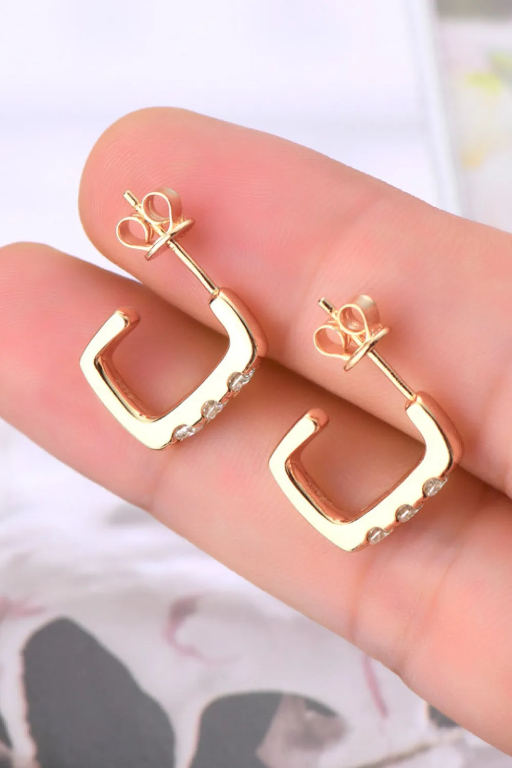 925 Sterling Silver Jewelry Moissanite 925 Sterling Silver Geometrical Huggie Earrings
