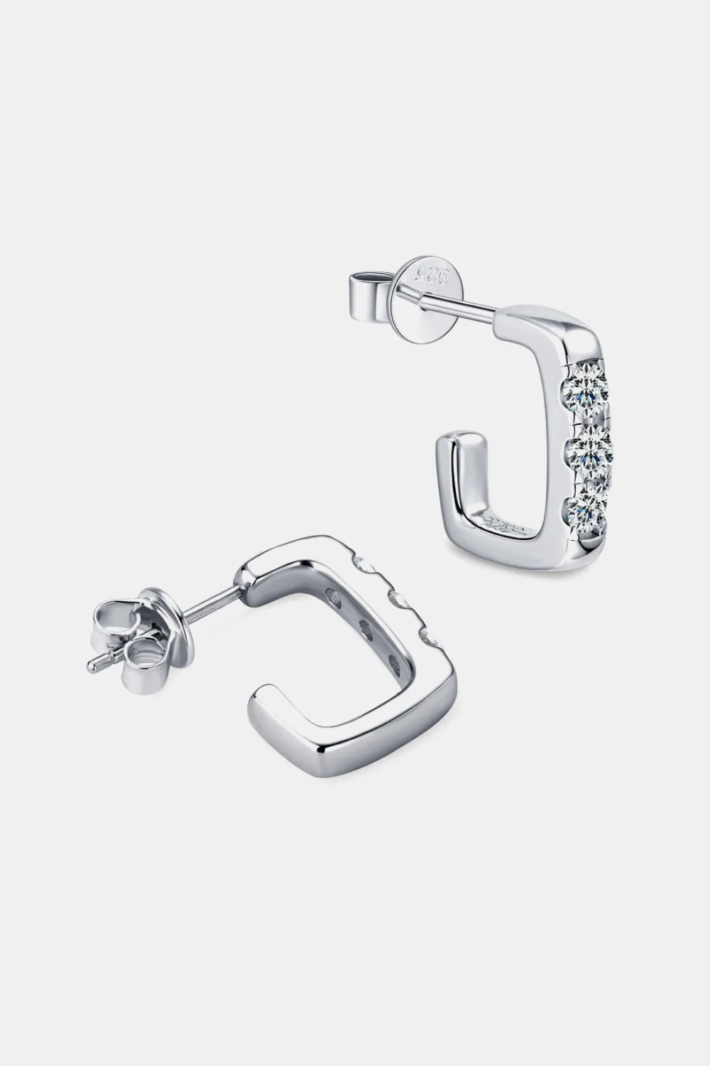 925 Sterling Silver Jewelry Moissanite 925 Sterling Silver Geometrical Huggie Earrings