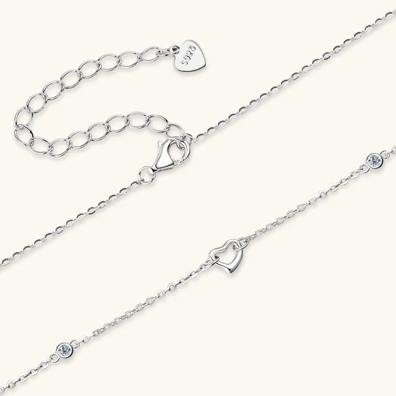 925 Sterling Silver Jewelry Moissanite 925 Sterling Silver Heart Necklace