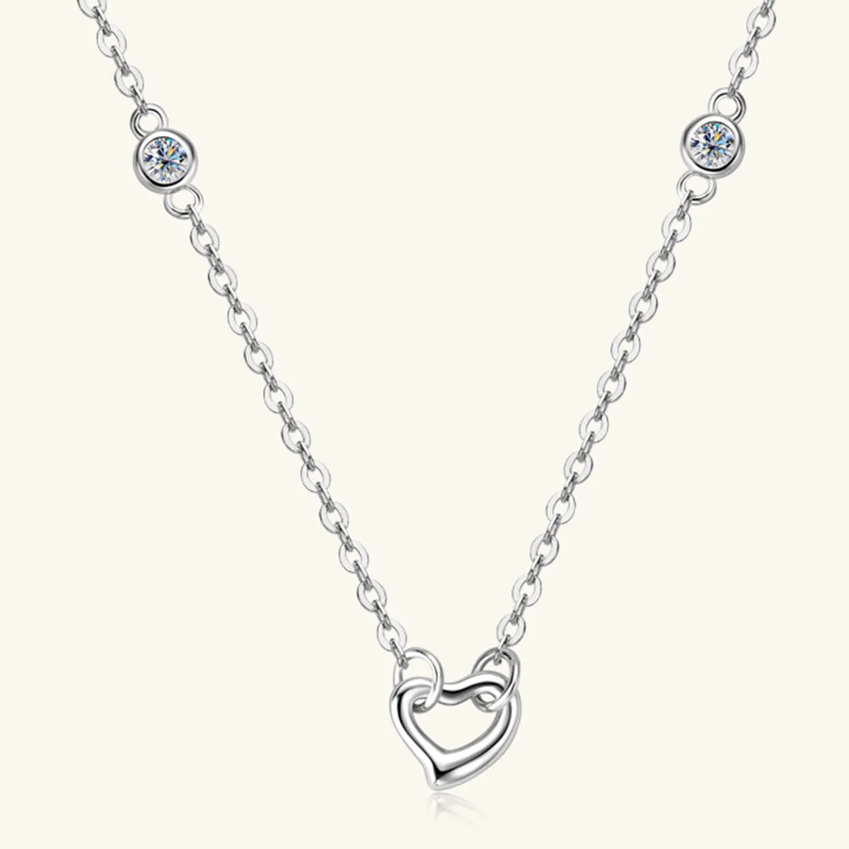 925 Sterling Silver Jewelry Moissanite 925 Sterling Silver Heart Necklace