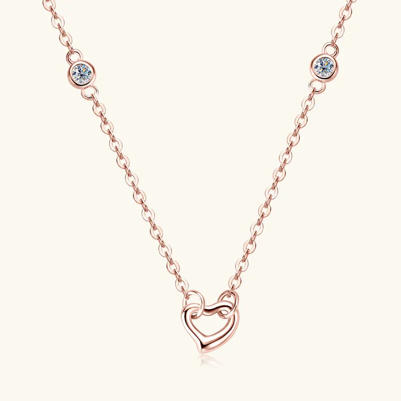 925 Sterling Silver Jewelry Moissanite 925 Sterling Silver Heart Necklace