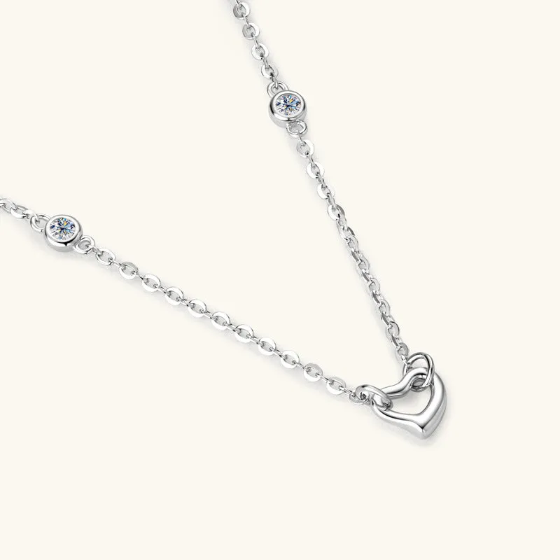 925 Sterling Silver Jewelry Moissanite 925 Sterling Silver Heart Necklace