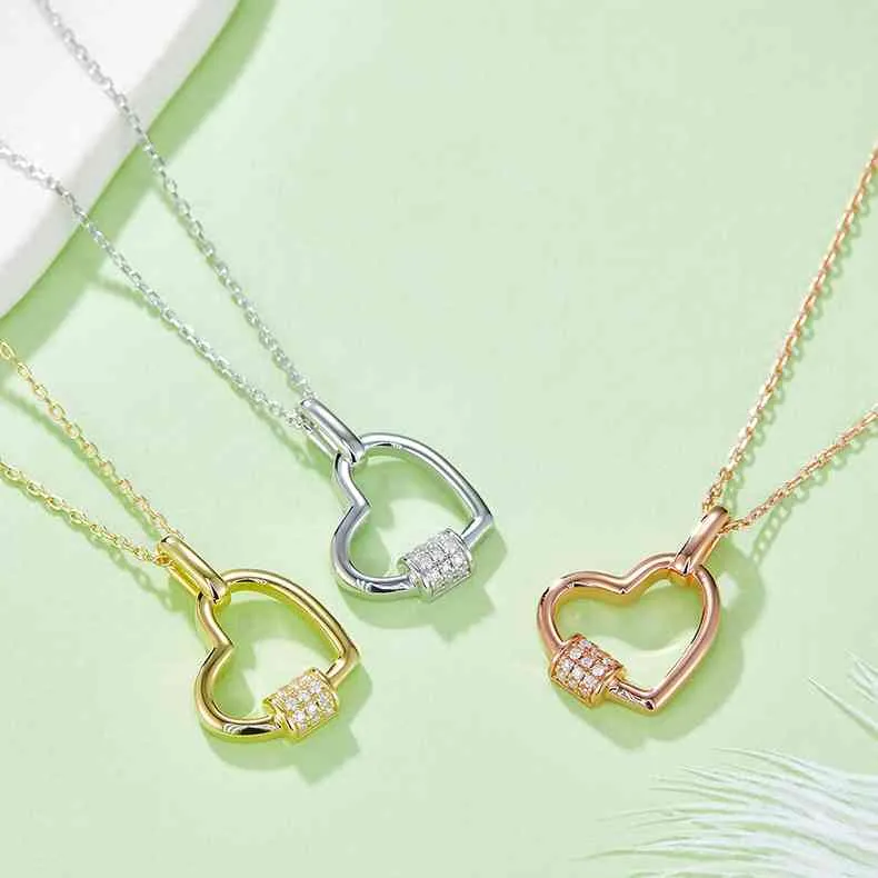 925 Sterling Silver Jewelry Moissanite 925 Sterling Silver Heart Shape Necklace